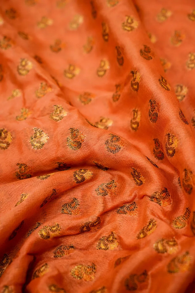 RUST COLOR KHADDI GEORGETTE SAREE