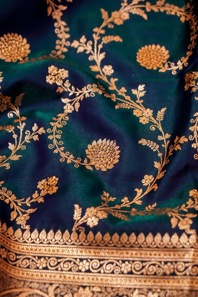 BLUE DUAL SHADE COLOR BANARASI SILK SAREE