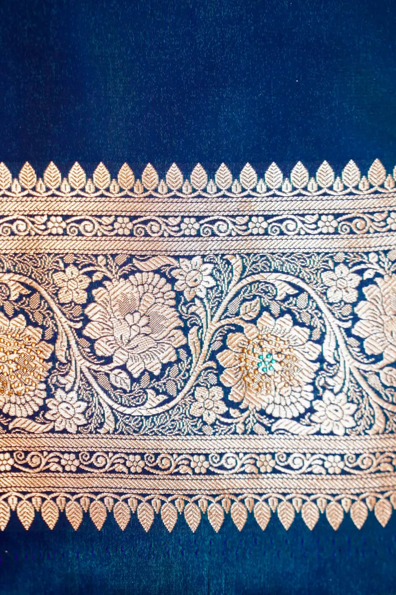 BLUE DUAL SHADE COLOR BANARASI SILK SAREE