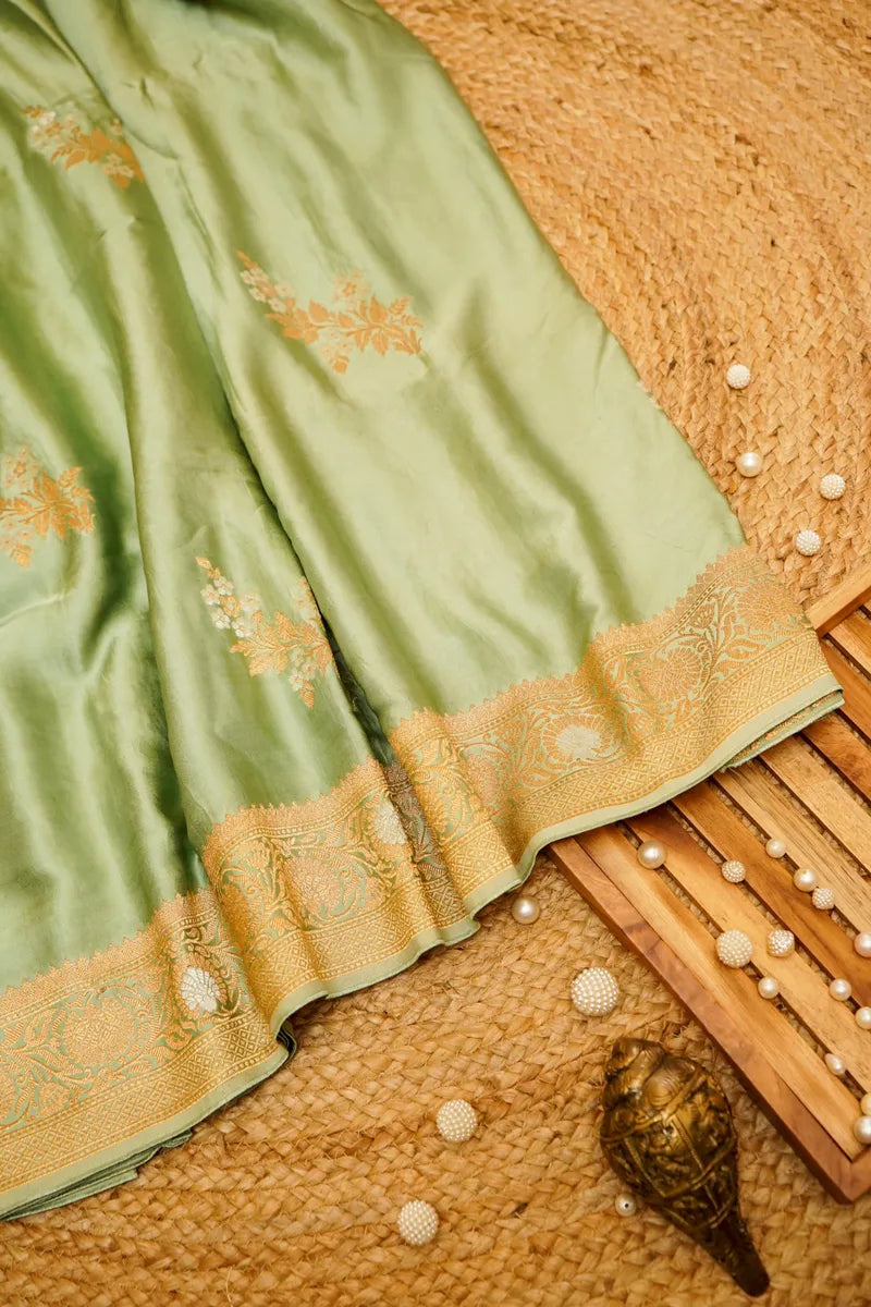 PISTA GREEN COLOR CREPE SILK SAREE