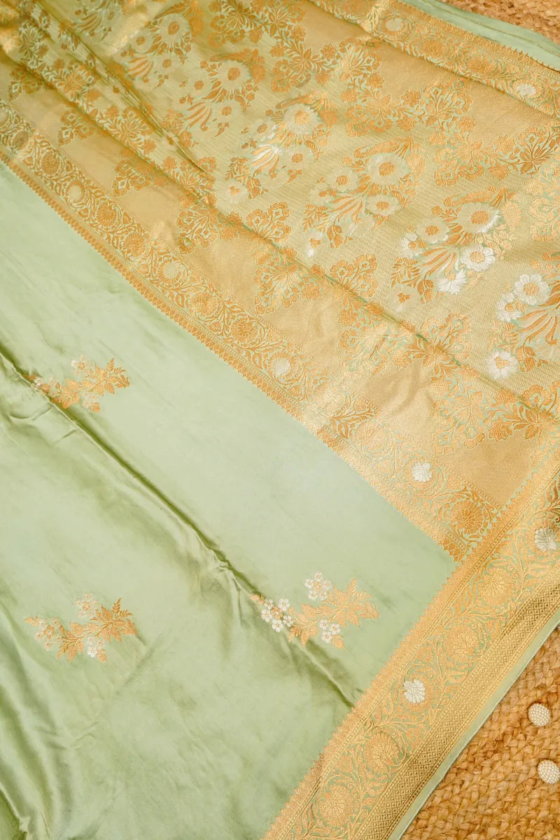 PISTA GREEN COLOR CREPE SILK SAREE