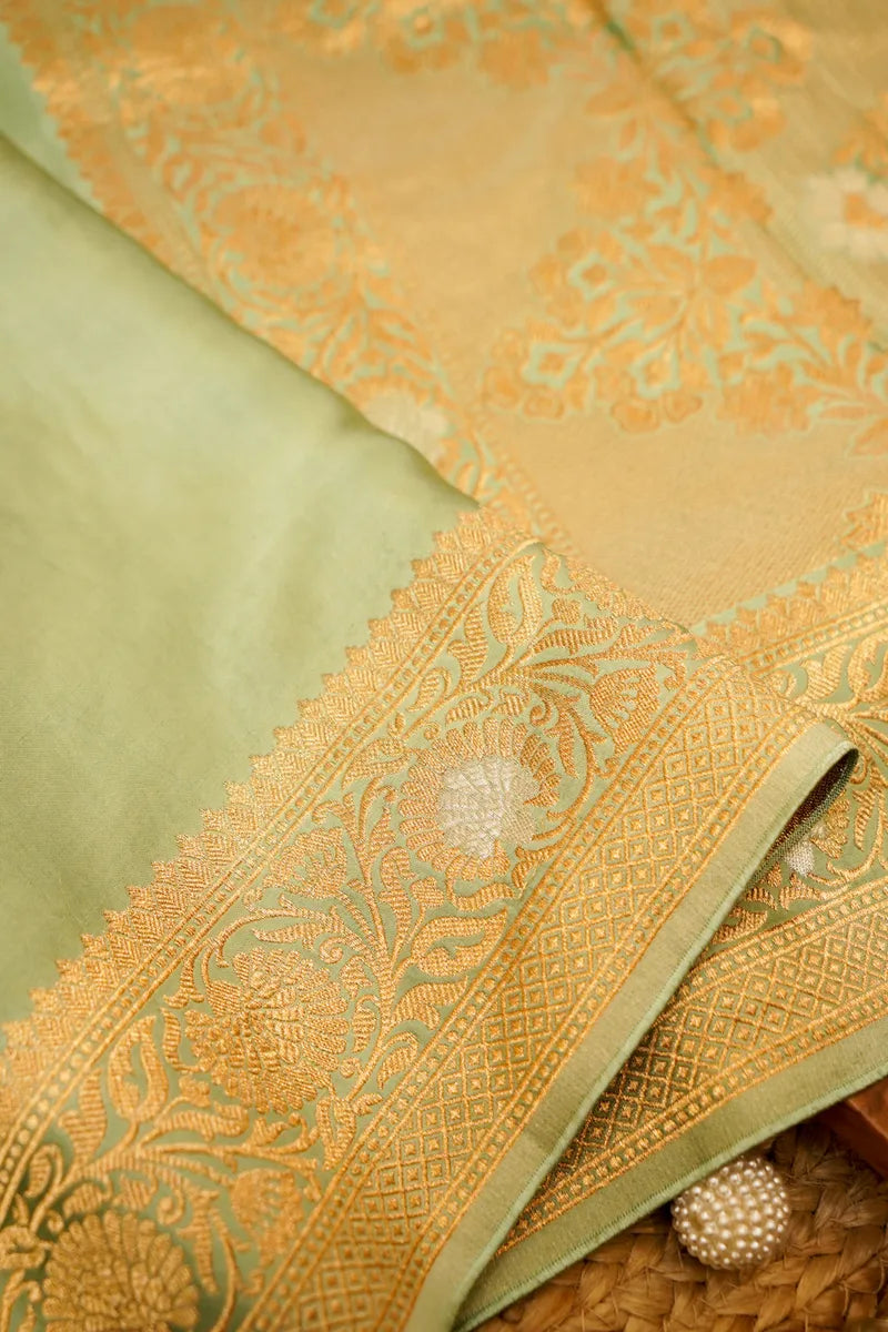 PISTA GREEN COLOR CREPE SILK SAREE