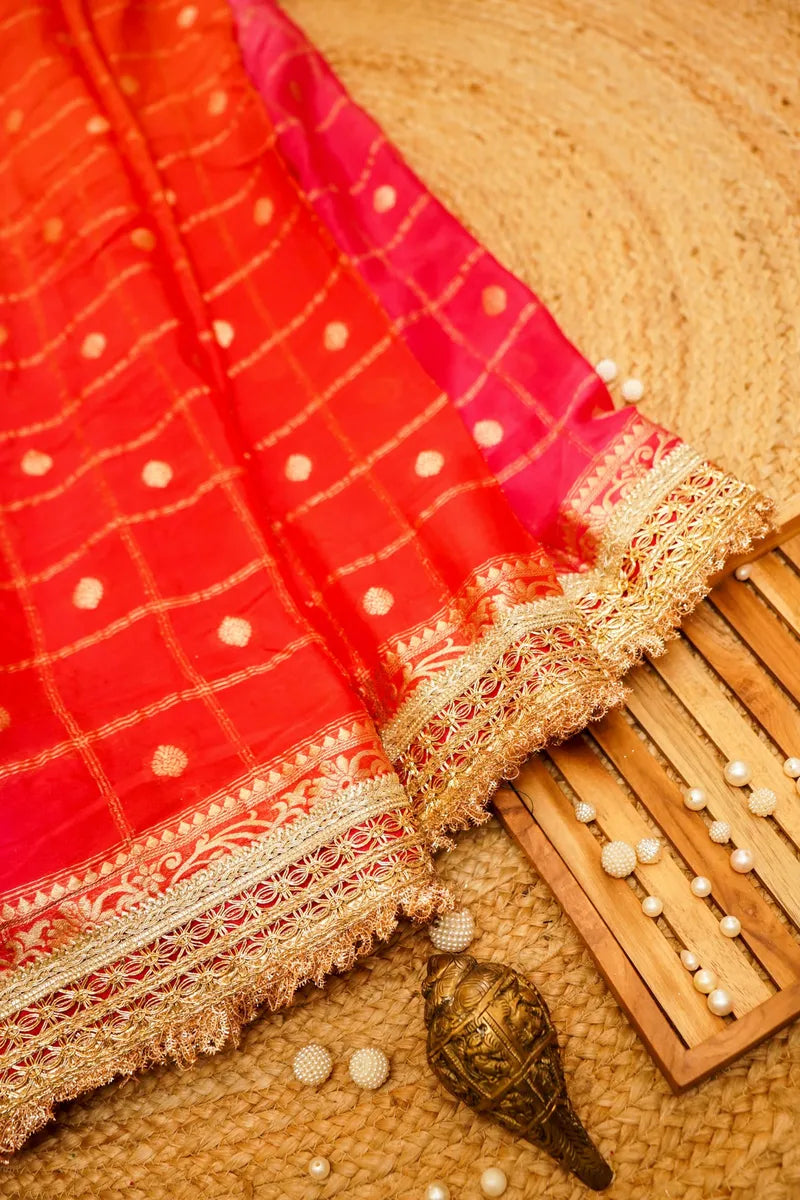 RED WITH PINK COLOR DOLA SILK SAREE