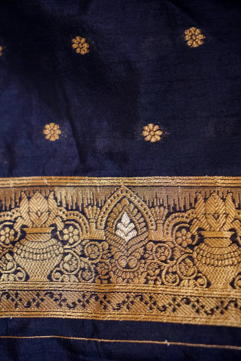 RAMA GREEN WITH BLUE COLOR BANARASI SILK SAREE