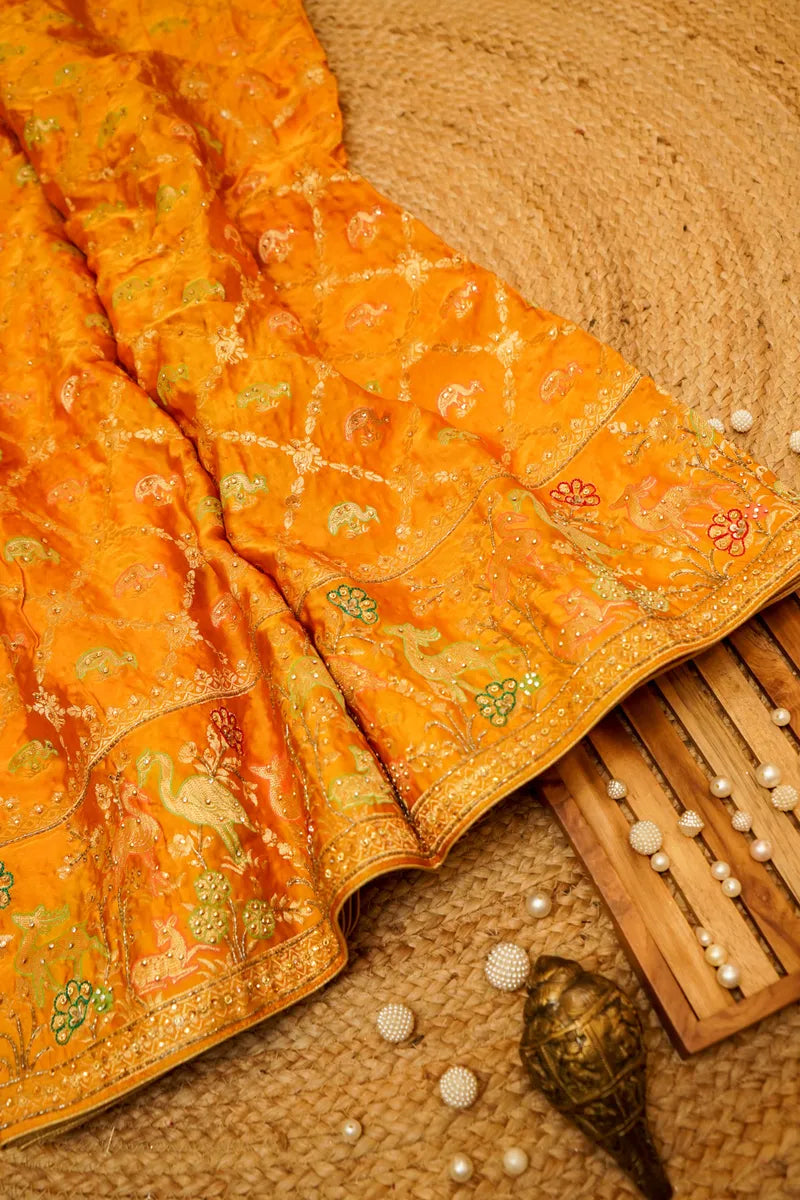 YELLOW COLOR CREPE SILK SAREE