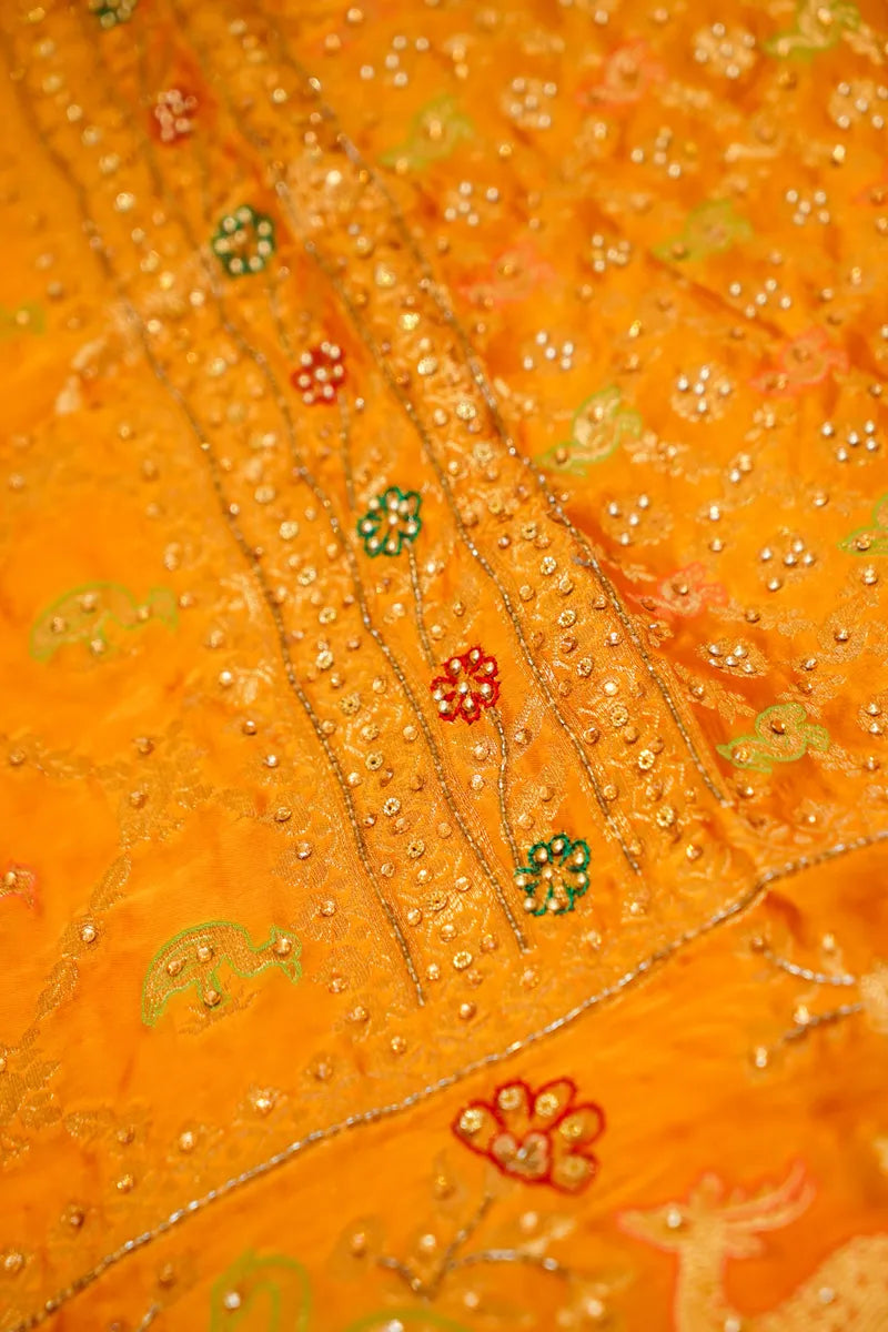 YELLOW COLOR CREPE SILK SAREE