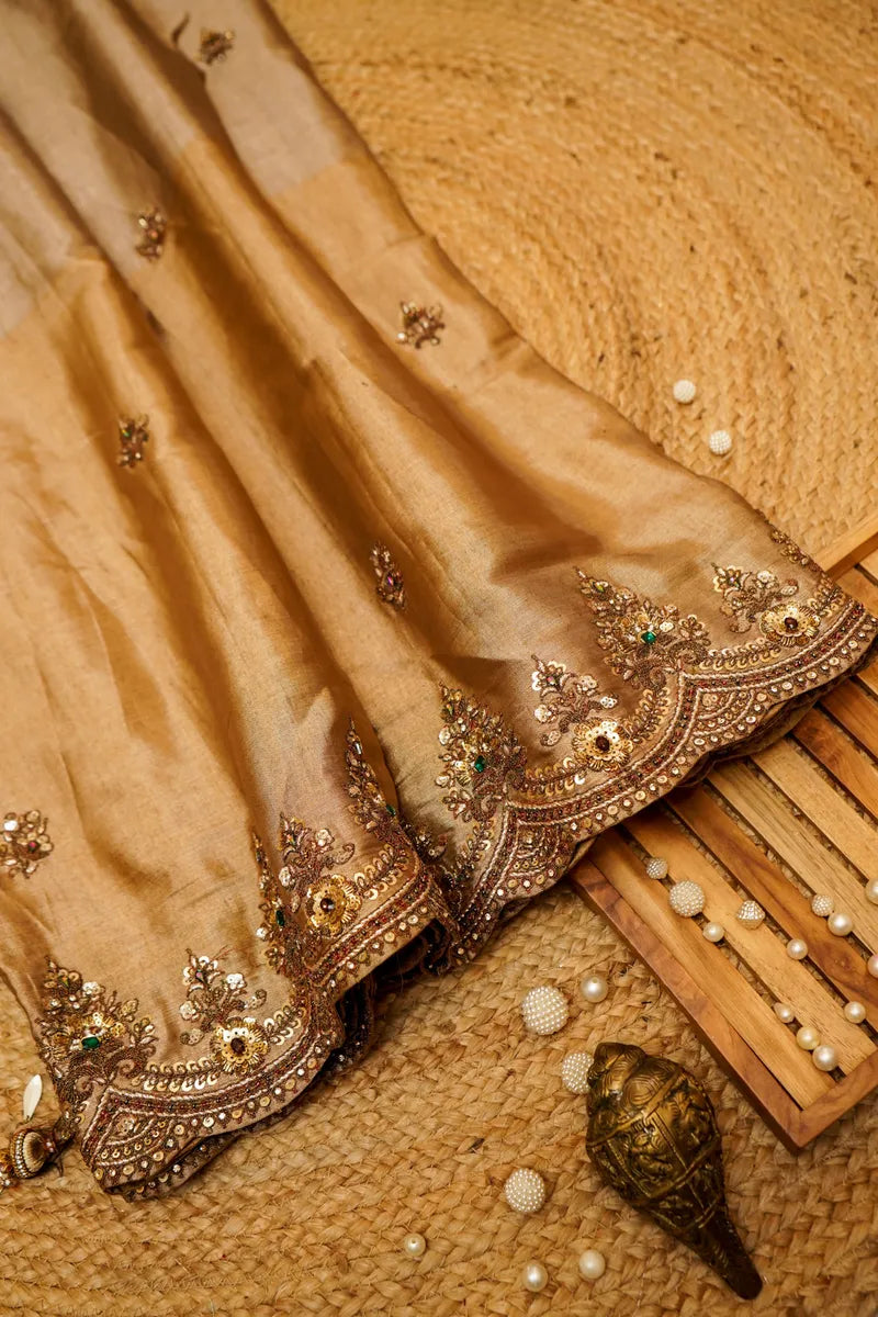 GOLDEN COLOR TISSUE SILK SAREE
