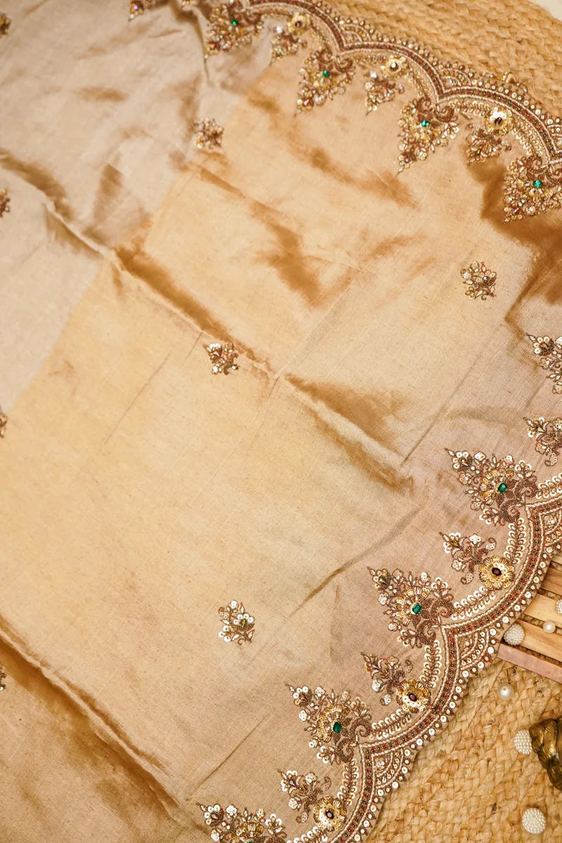 GOLDEN COLOR TISSUE SILK SAREE