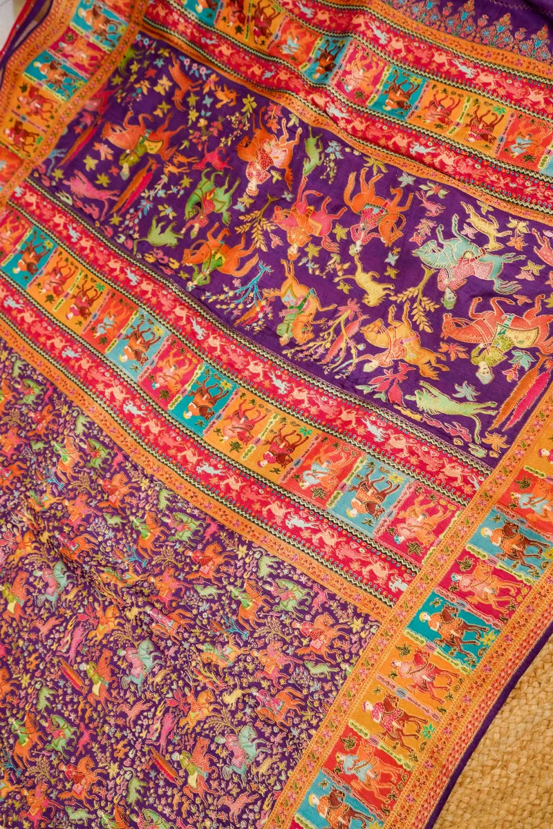 VOILET COLOR PASHMINA SILK SAREE