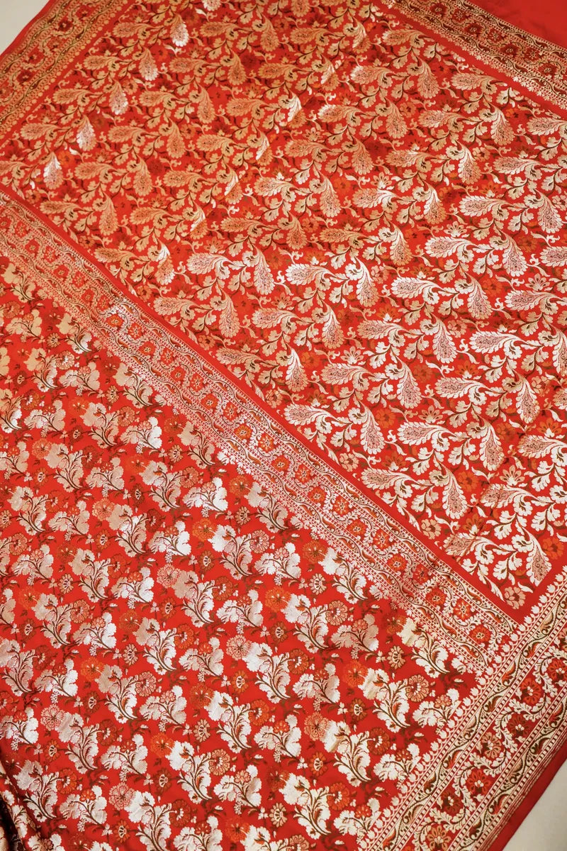 PURE BANARASI RED COLOR DOUBLE KATAN SILK SAREE
