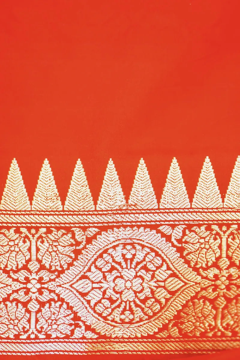 PURE BANARASI RED PARTLY COLOR DOUBLE KATAN SILK SAREE