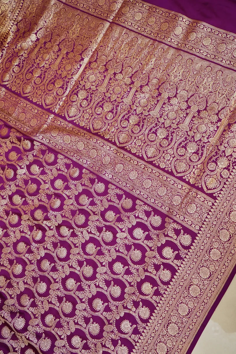 PURE BANARASI MAGENTA COLOR DOUBLE KATAN SILK SAREE