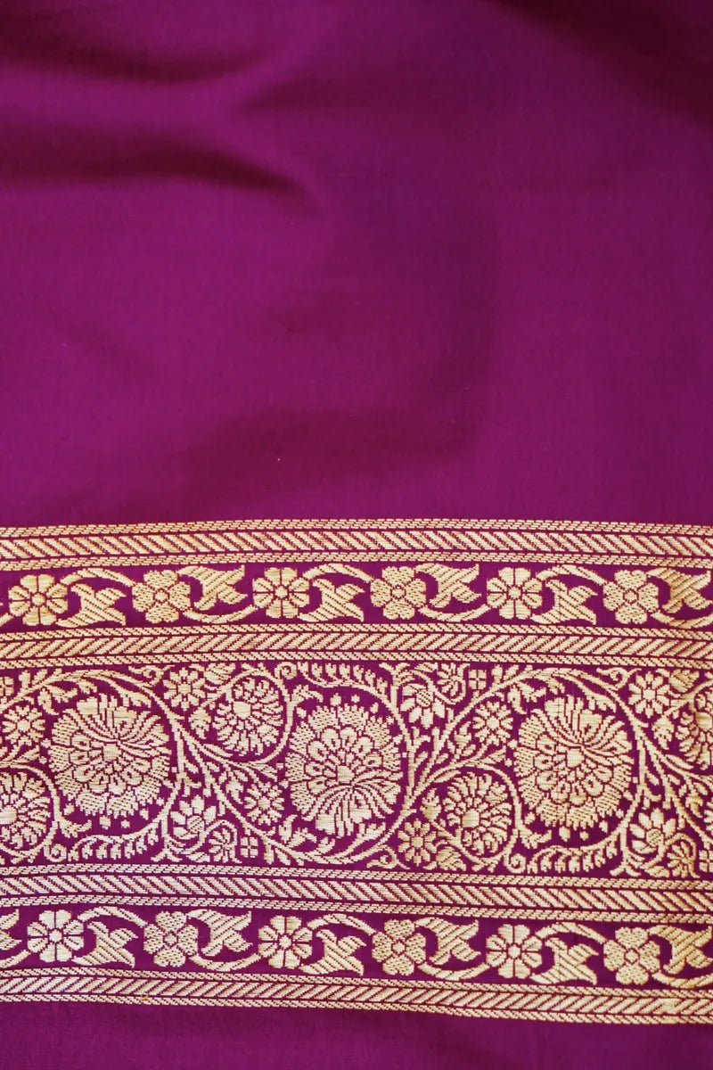 PURE BANARASI MAGENTA COLOR DOUBLE KATAN SILK SAREE