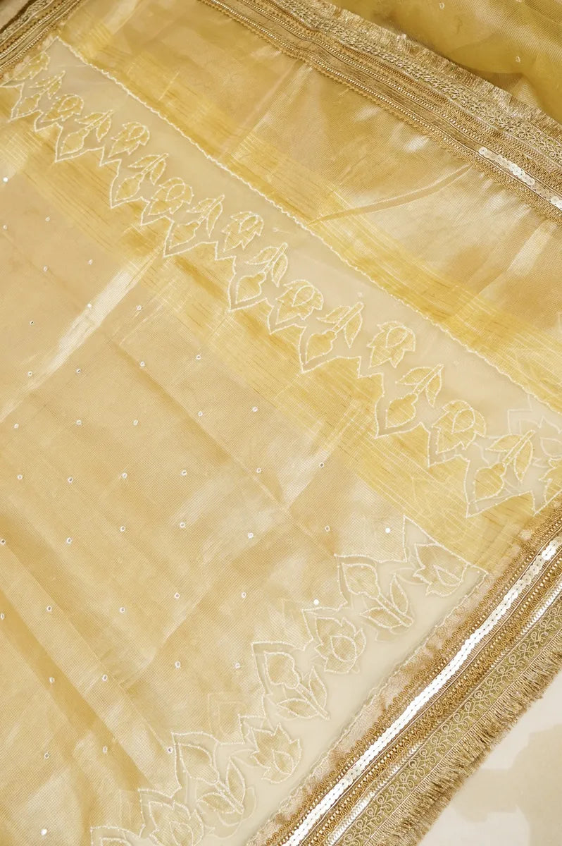 BANARASI LEMON YELLOW COLOR TISSUE SAREE