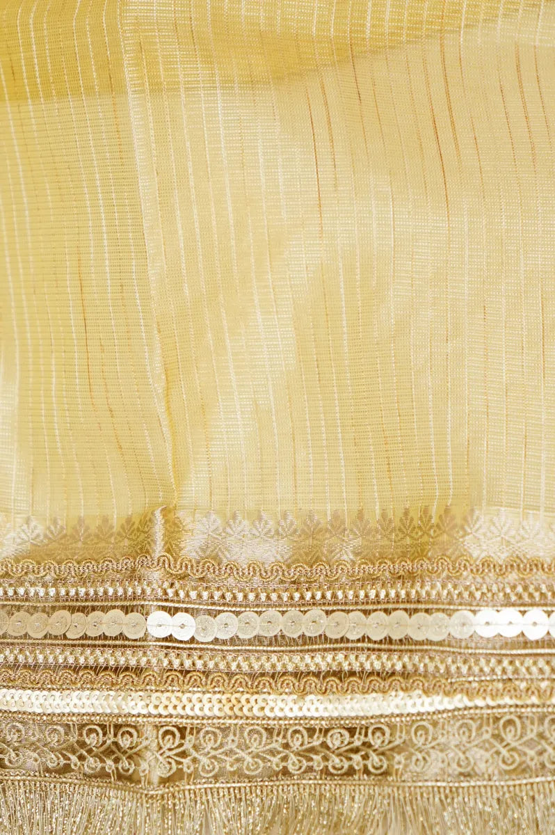 BANARASI LEMON YELLOW COLOR TISSUE SAREE