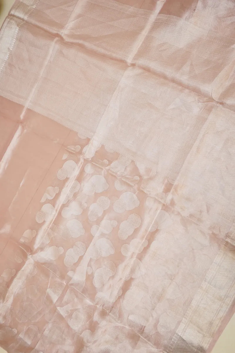 BANARASI KORA PONDS PINK COLOR TISSUE SAREE