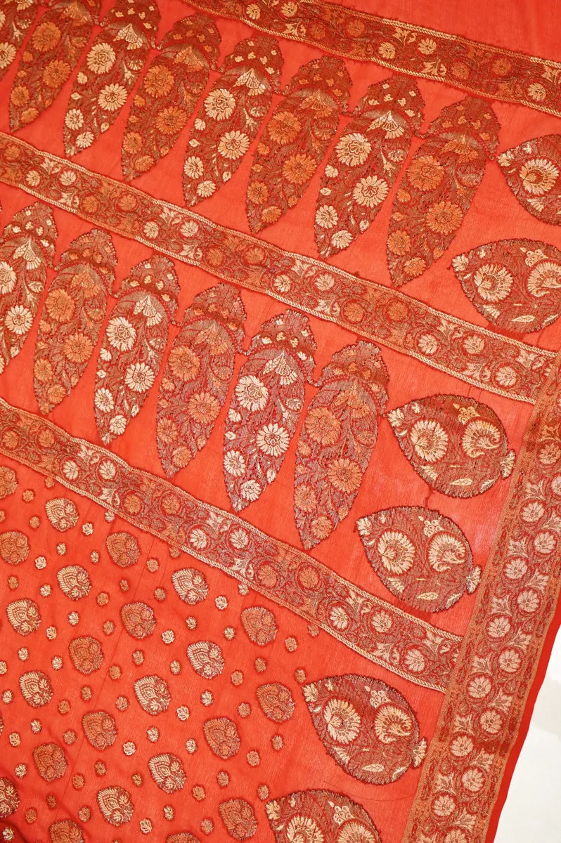 BANARASI RED COLOR KHADDI GEORGETTE SAREE