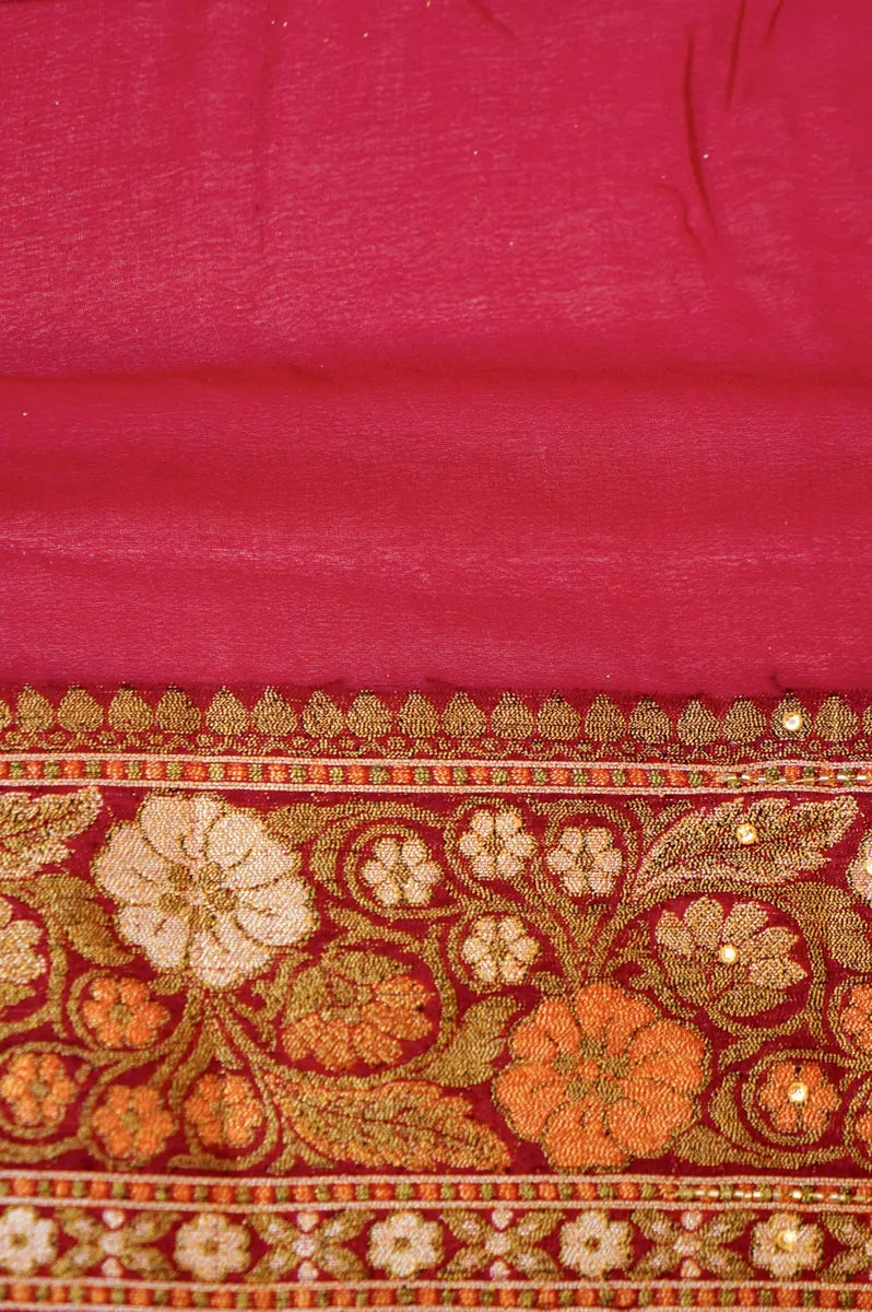 BANARASI YELLOW COLOR KHADDI GEORGETTE SAREE