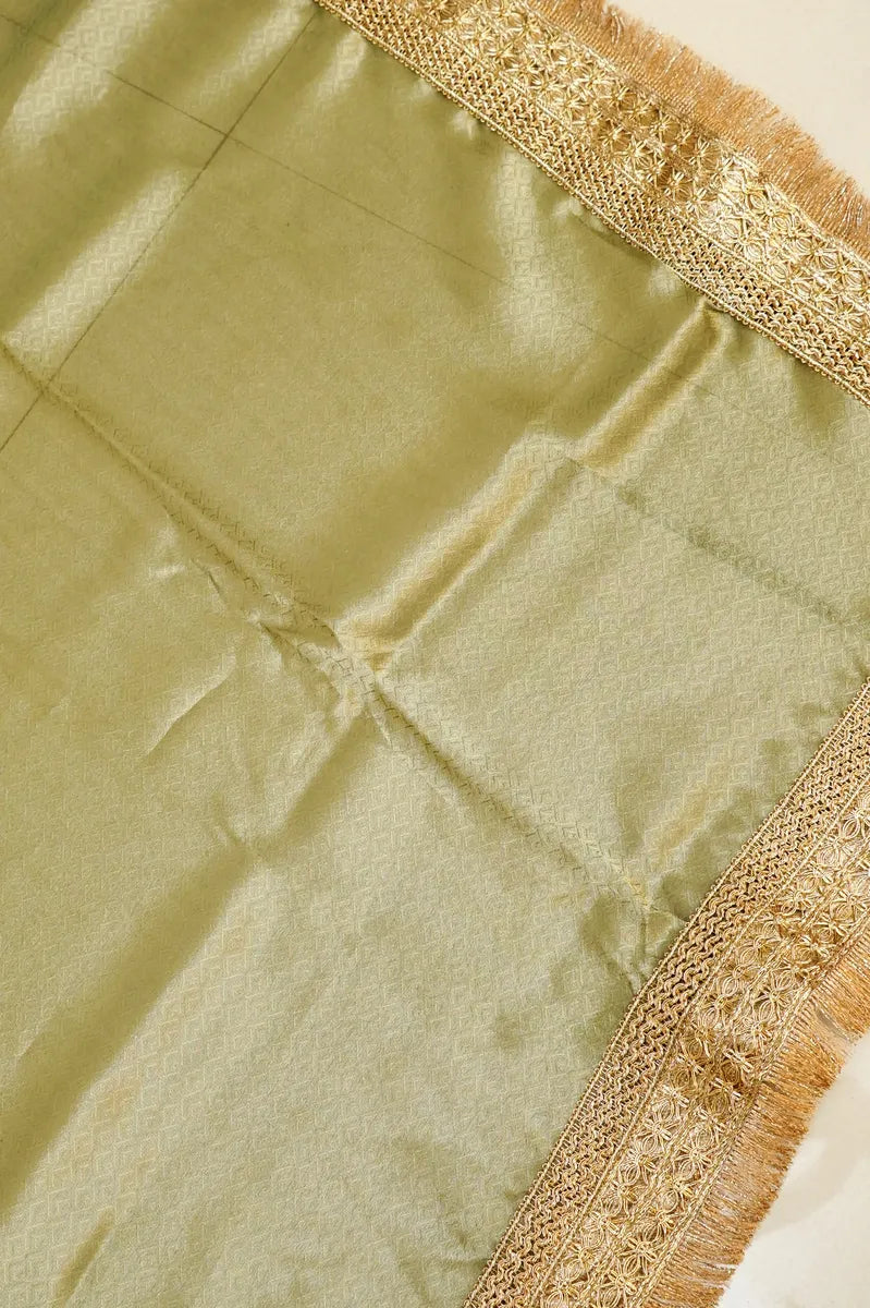 BANARASI KORA PISTA GREEN COLOR TISSUE WEAVING SAREE