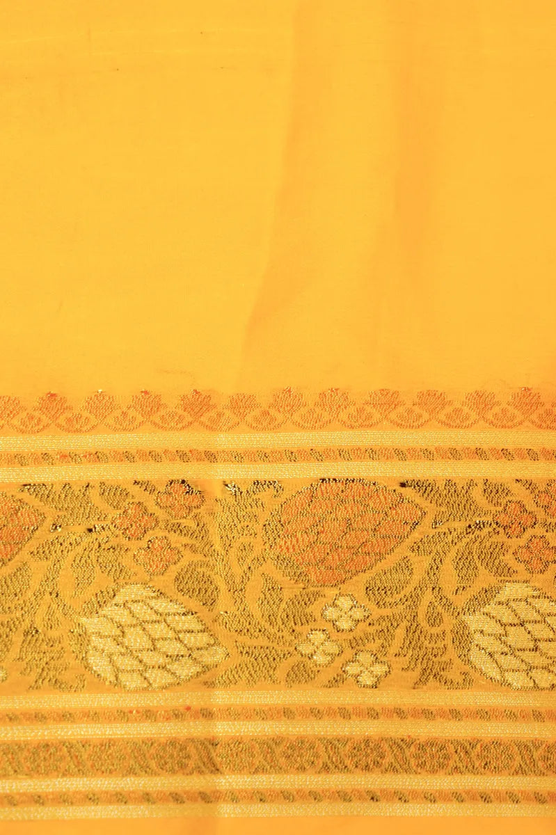 BANARASI YELLOW COLOR KHADDI GEORGETTE SAREE