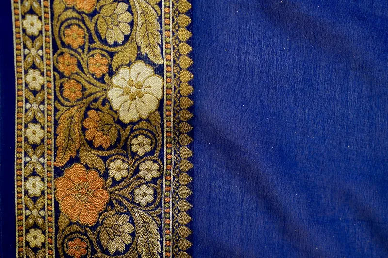 BANARASI FIROZI COLOR KHADDI GEORGETTE SAREE