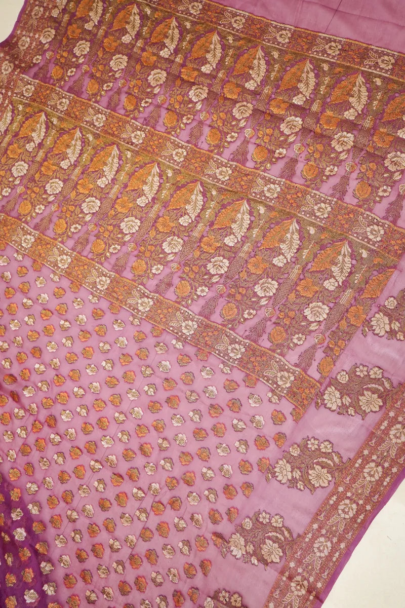BANARASI PURPLE COLOR KHADDI GEORGETTE SAREE