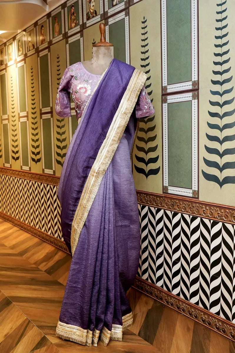 BANARASI PURPLE COLOR TISSUE SAREE
