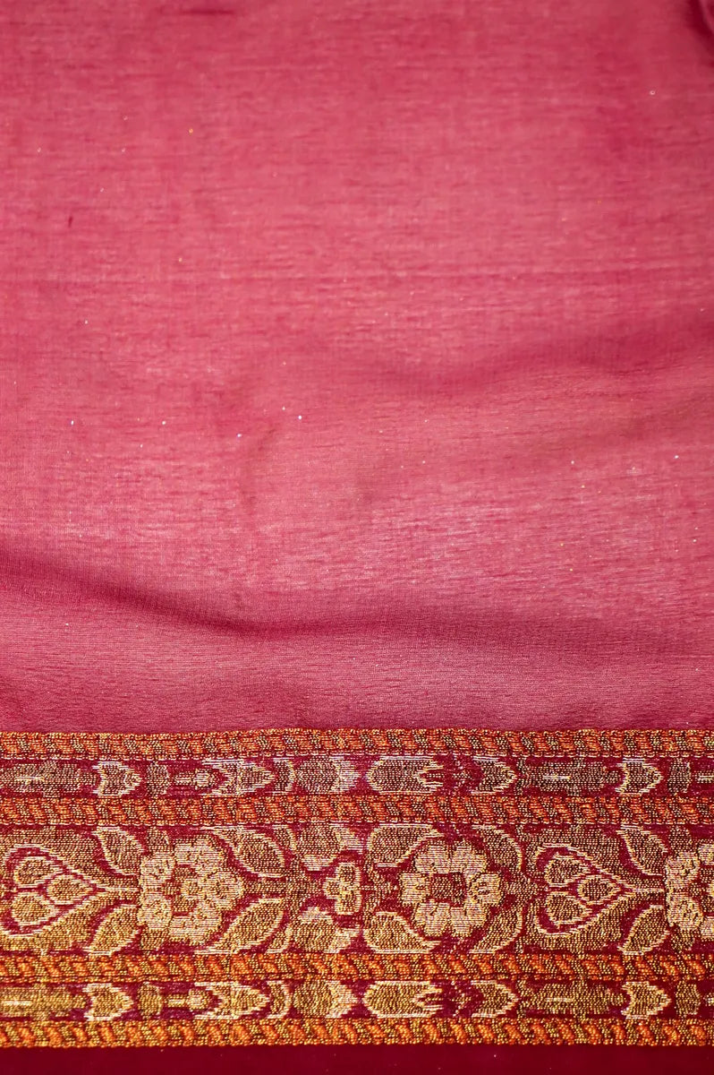 BANARASI WINE COLOR KHADDI GEORGETTE SAREE
