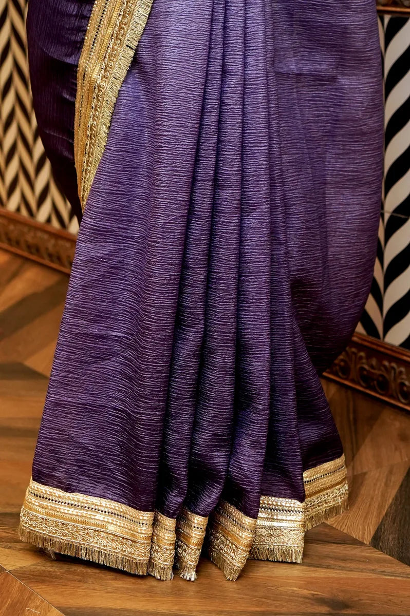 BANARASI PURPLE COLOR TISSUE SAREE