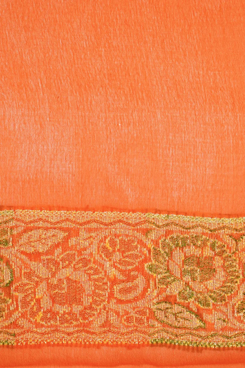 BANARASI ORANGE COLOR KHADDI GEORGETTE SAREE