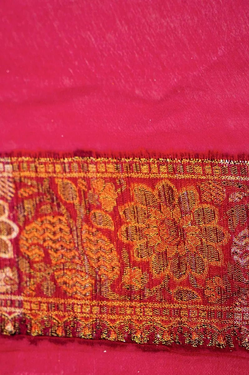 BANARASI FIROZI COLOR KHADDI GEORGETTE SAREE