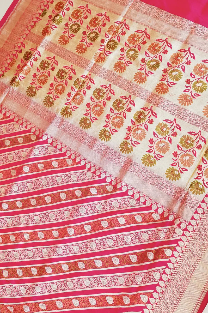PURE BANARASI RANI COLOR DOUBLE KATAN SILK SAREE