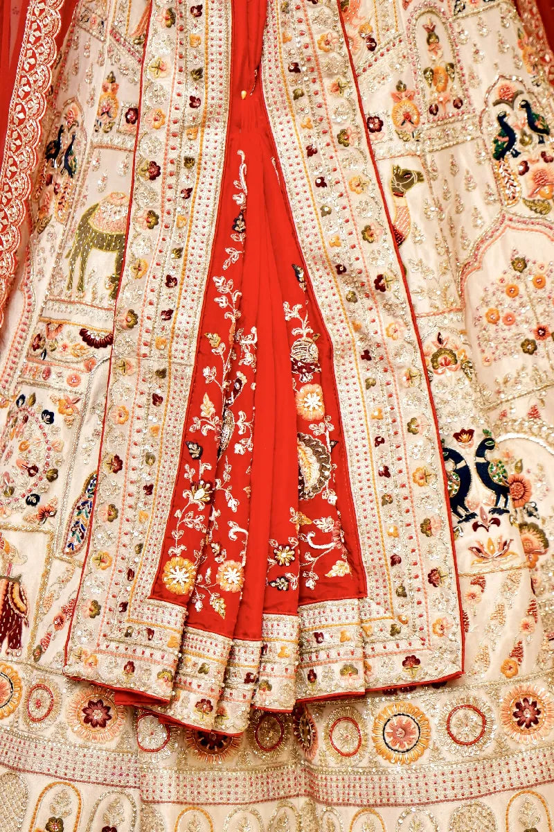 ROYAL RADIANCE GOLDEN COLOR FULL HAND ZARDOSI WORK BRIDAL LEHENGA