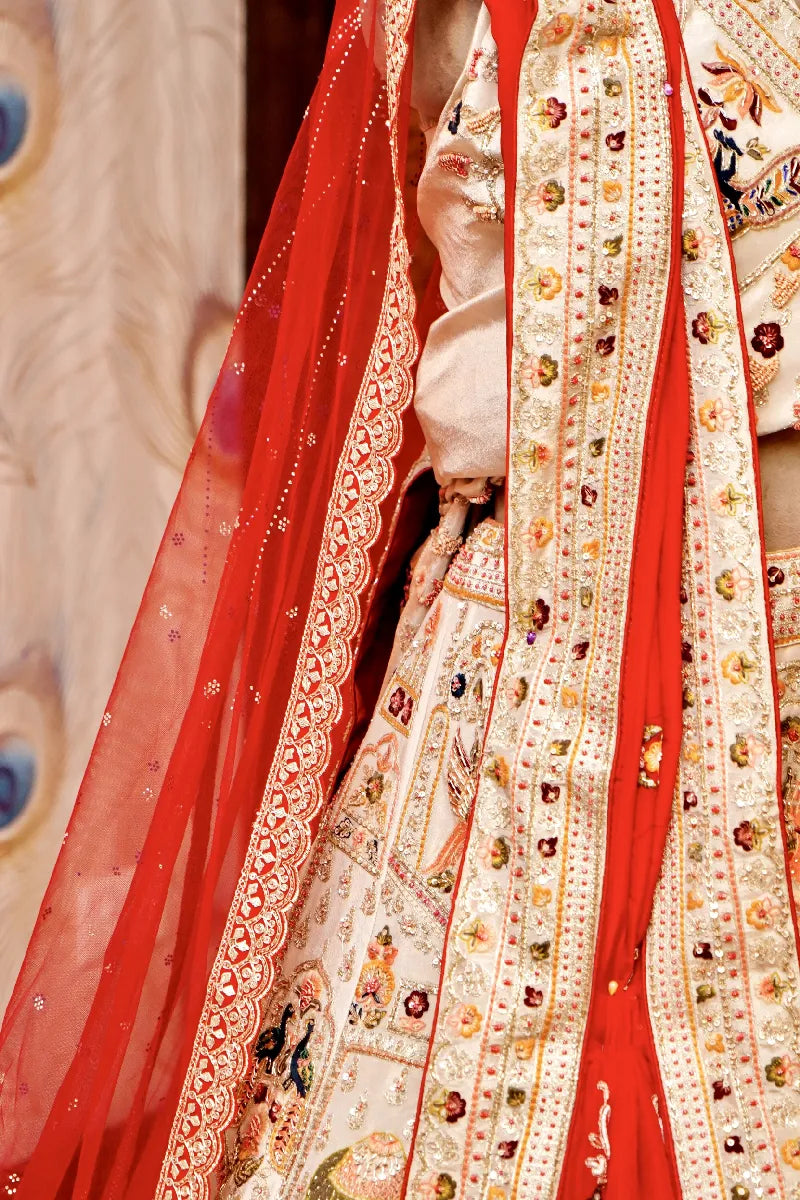 ROYAL RADIANCE GOLDEN COLOR FULL HAND ZARDOSI WORK BRIDAL LEHENGA