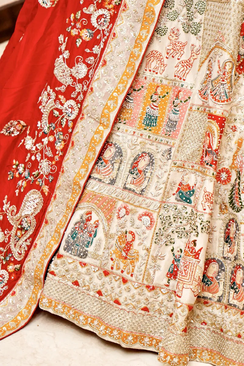 GOLDEN COLOR FULL HAND ZARDOSI WORK BRIDAL LEHENGA
