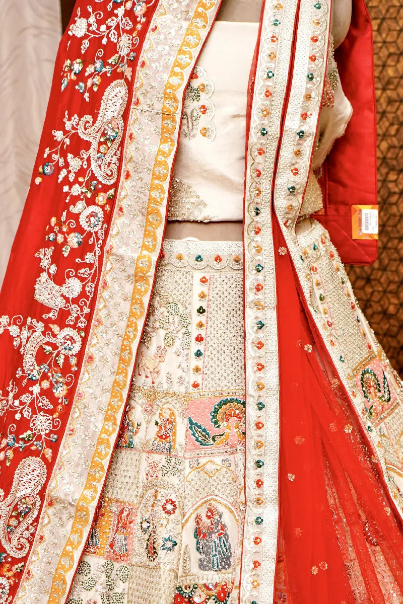 GOLDEN COLOR FULL HAND ZARDOSI WORK BRIDAL LEHENGA