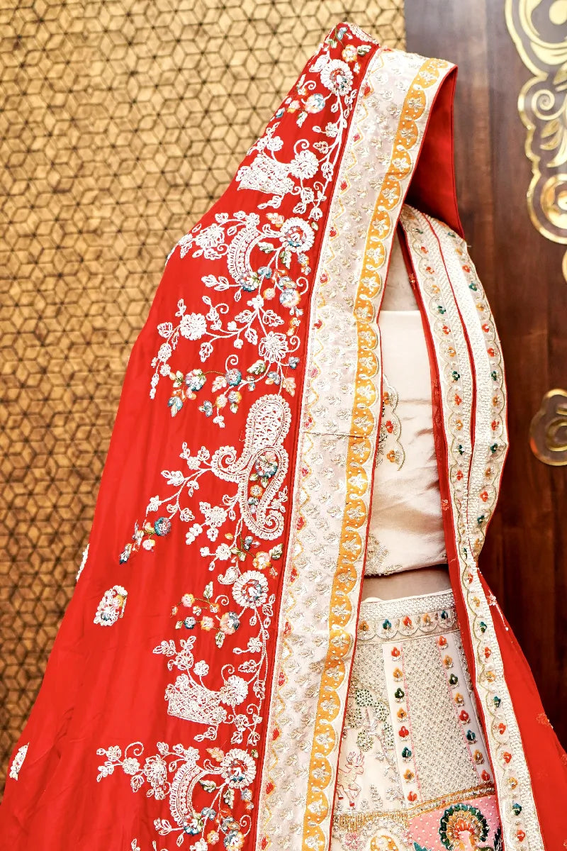 GOLDEN COLOR FULL HAND ZARDOSI WORK BRIDAL LEHENGA