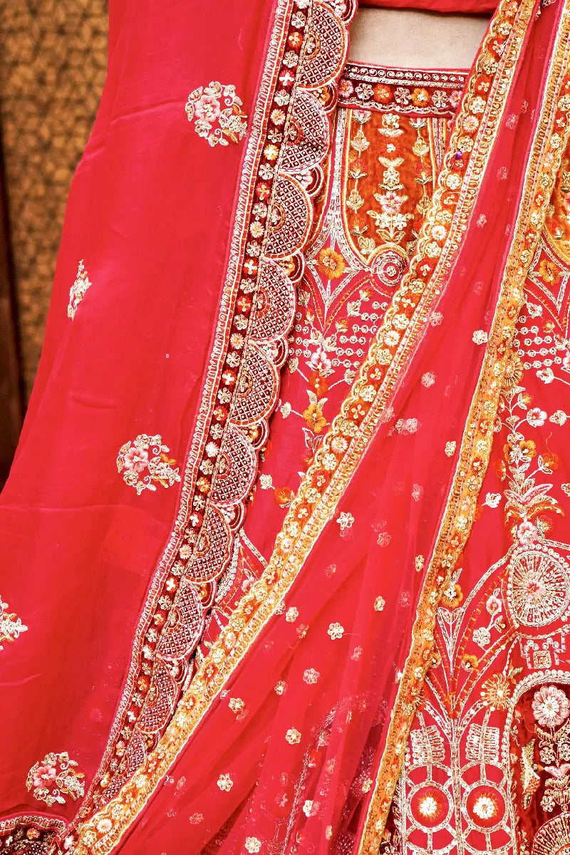 RANI COLOR FULL HAND ZARDOSI WORK BRIDAL LEHENGA