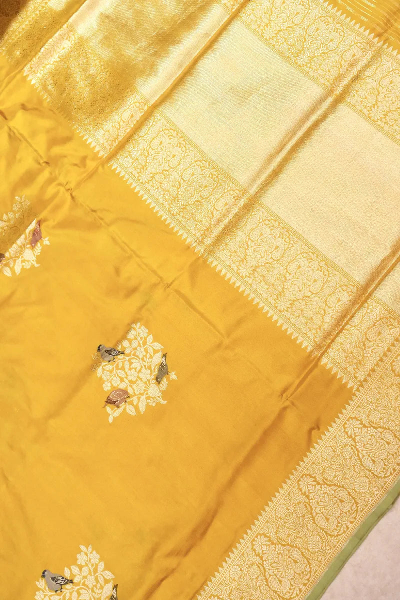 BANARASI SINGLE KATAN RICH ZARI MUSTARD YELLOW COLOR SAREE