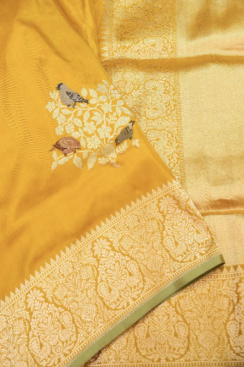 BANARASI SINGLE KATAN RICH ZARI MUSTARD YELLOW COLOR SAREE