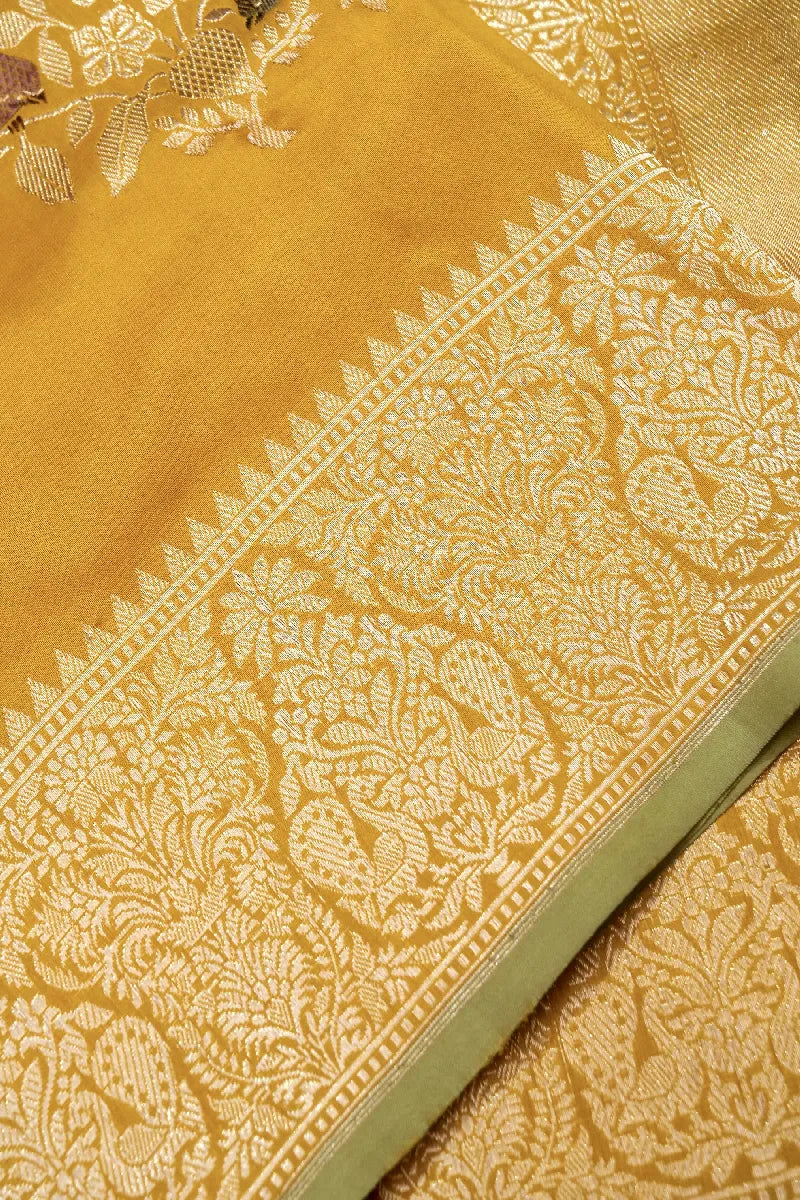 BANARASI SINGLE KATAN RICH ZARI MUSTARD YELLOW COLOR SAREE