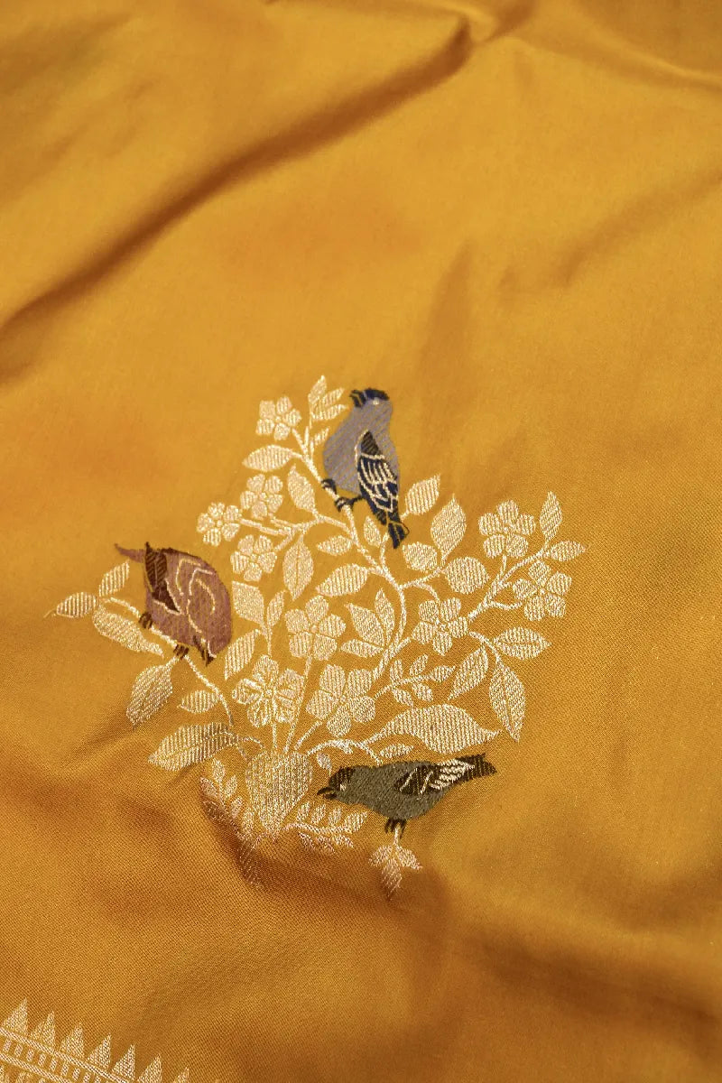 BANARASI SINGLE KATAN RICH ZARI MUSTARD YELLOW COLOR SAREE