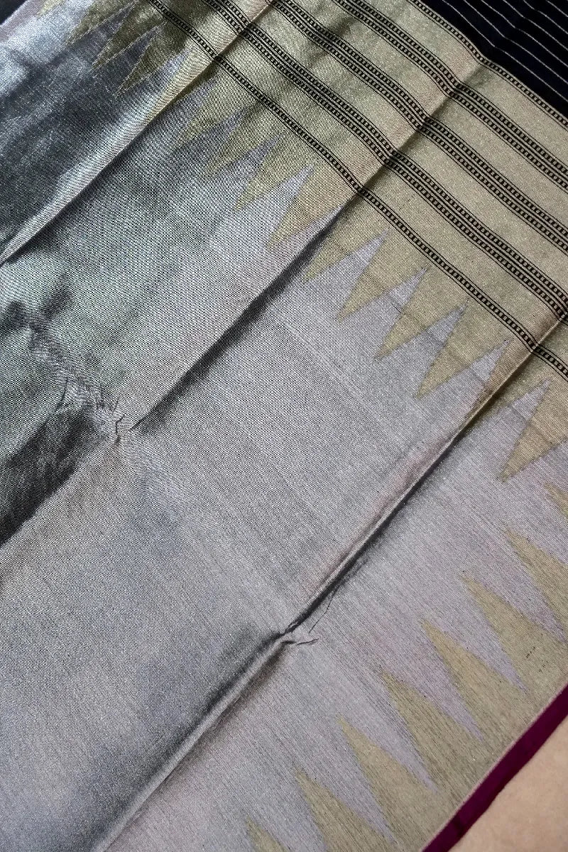 BANARASI SINGLE KATAN RICH ZARI SMOKE GREY COLOR SAREE