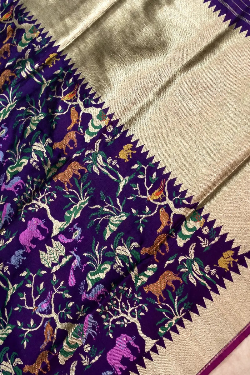 BANARASI SINGLE KATAN RICH ZARI PURPLE COLOR SAREE