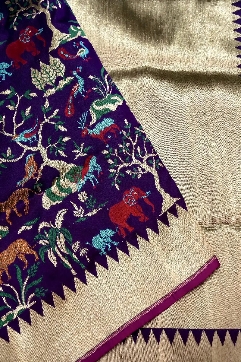BANARASI SINGLE KATAN RICH ZARI PURPLE COLOR SAREE
