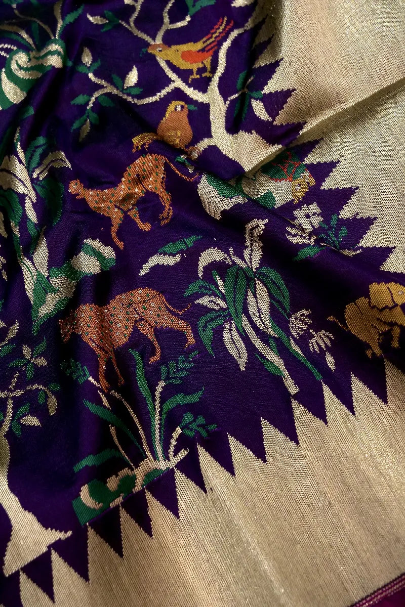 BANARASI SINGLE KATAN RICH ZARI PURPLE COLOR SAREE