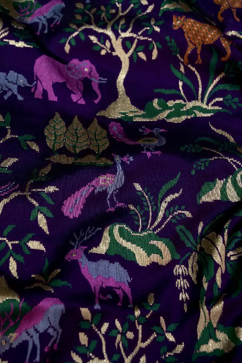 BANARASI SINGLE KATAN RICH ZARI PURPLE COLOR SAREE