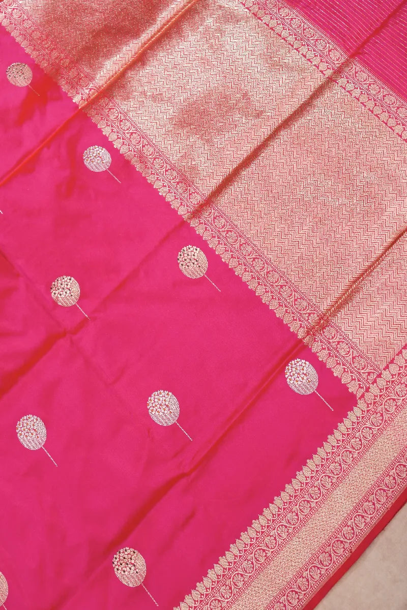 BANARASI SINGLE KATAN RICH ZARI RANI COLOR SAREE
