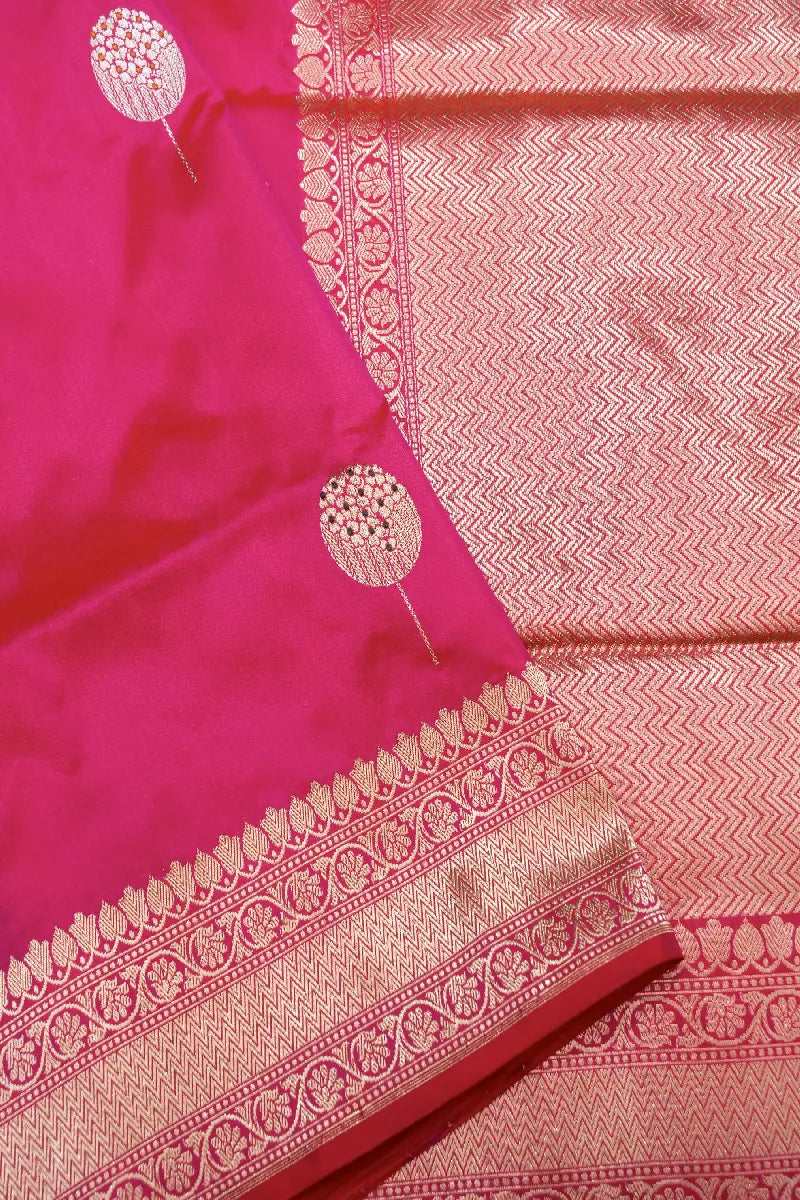 BANARASI SINGLE KATAN RICH ZARI RANI COLOR SAREE