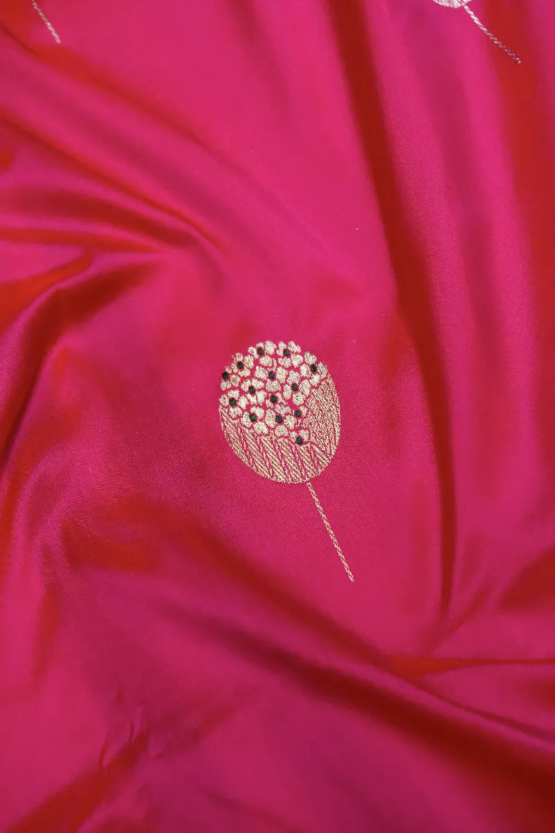 BANARASI SINGLE KATAN RICH ZARI RANI COLOR SAREE